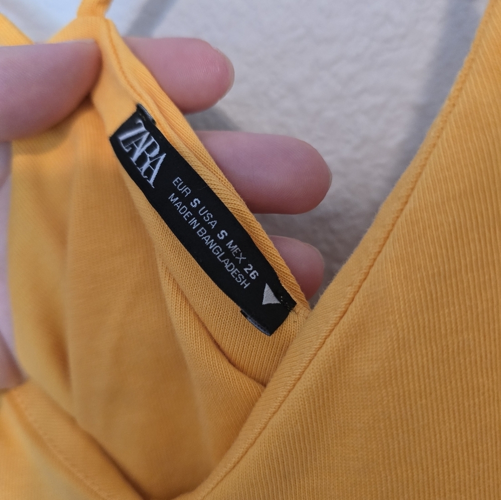 Zara Yellow Strappy Midi Cotton Dress Size Small - Picture 4 of 4
